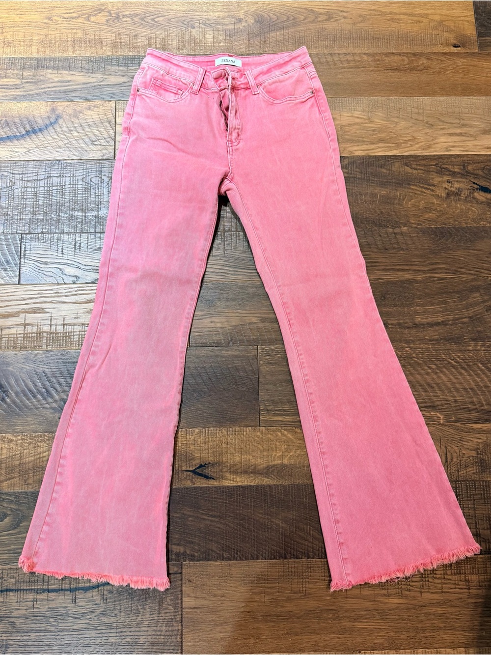 Zenana Pink Flared High-Rise Jeans